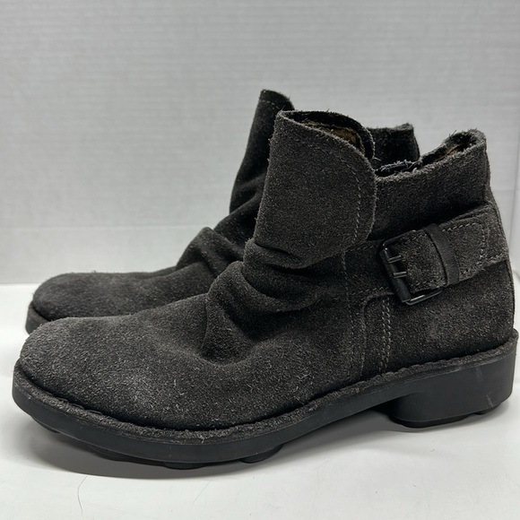 Fly London Ankle Booties Suede Boots Shoes Side Zip Buckle Gray Size 38 US 8 - Picture 1 of 11